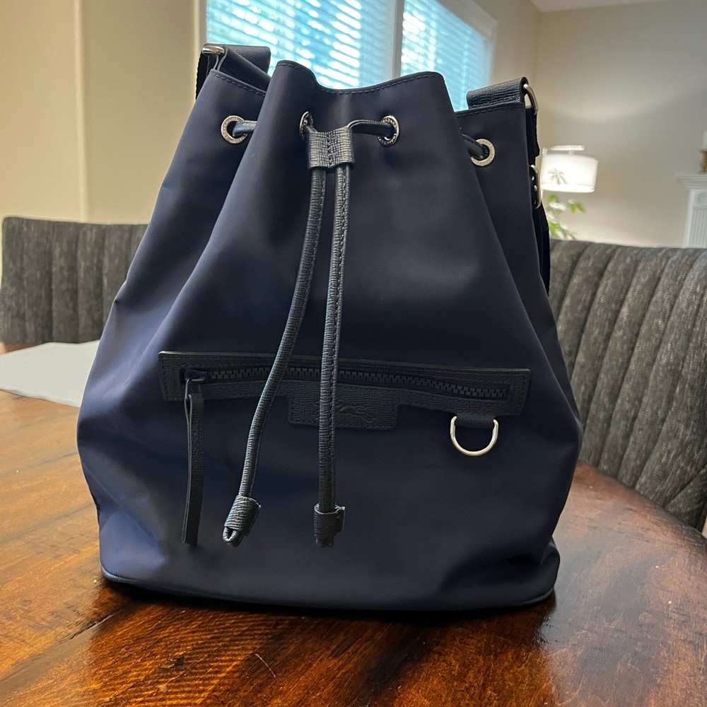 Longchamp Le Pilage Neoprene Bucket Bag - Navy - Picture 2 of 13